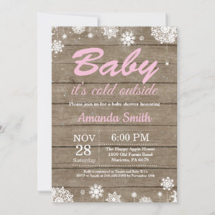 Invitation Bébé il fait froid dehors Baby Shower Rustique d'H