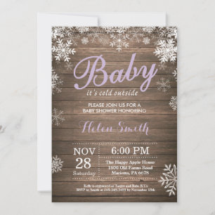 Invitation Bébé il fait froid dehors Baby Shower rustique d'h