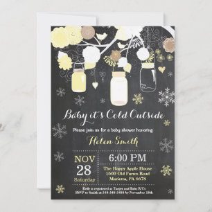 Invitation Bébé il fait froid dehors Bocal Mason Hiver Baby S