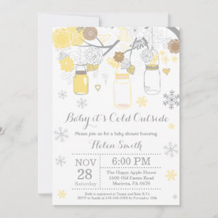 Invitation Bébé il fait froid dehors Bocal Mason Hiver Baby S