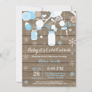 Invitation Bébé il fait froid dehors Bocal Mason Hiver Baby S
