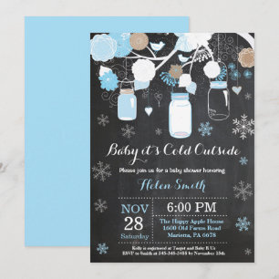 Invitation Bébé il fait froid dehors Bocal Mason Hiver Baby S