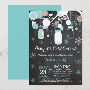 Invitation Bébé il fait froid dehors Bocal Mason Hiver Baby S