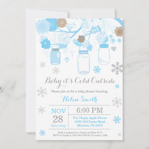 Invitation Bébé il fait froid dehors Bocal Mason Hiver Baby S