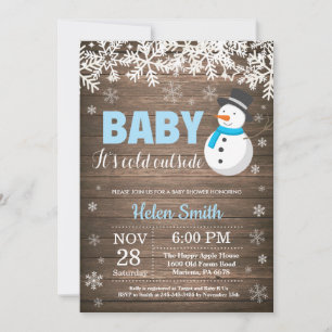 Invitation Bébé il fait froid dehors Bonhomme de neige Garçon