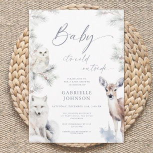 Invitation Bébé, il fait froid dehors Code QR Baby Shower