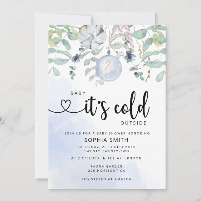 Invitation Bébé il fait froid dehors du baby shower (Devant)