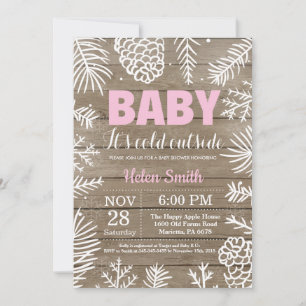 Invitation Bébé il fait froid dehors Fête de bébé fille en hi