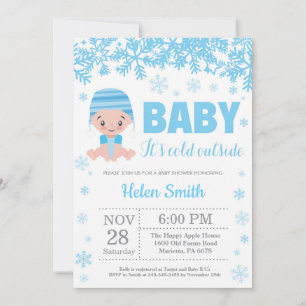 Invitation Bébé il fait froid dehors Fête de bébé garçon bleu