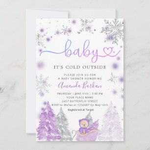 Invitation Bébé il fait froid dehors Fête prénatale d'hiver V