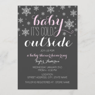 Invitation Bébé il fait froid dehors - Fille Baby shower Invi