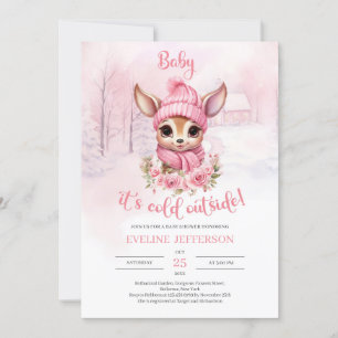 Invitation Bébé il fait froid dehors fille bébé rennes