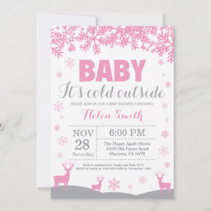 Invitation Bébé il fait froid dehors Fille cerf Baby Shower