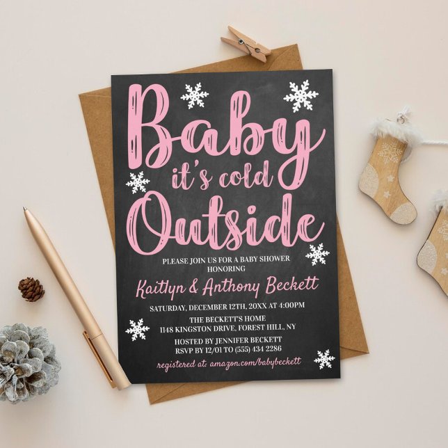 Invitation Bébé Il fait froid dehors Filles Baby shower d'hiv (Créateur téléchargé)