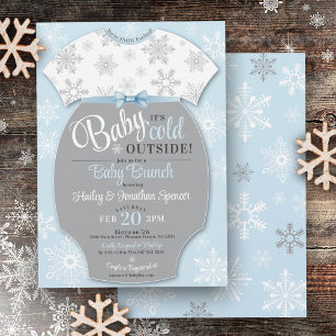 Invitation Bébé Il fait froid dehors Garçon Blue Snowflake hi