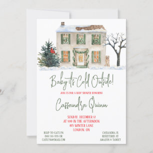 Invitation Bébé Il fait froid dehors, Hiver Baby shower à thè