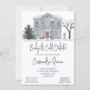 Invitation Bébé Il fait froid dehors, Hiver Baby shower à thè