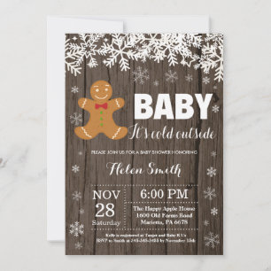 Invitation Bébé il fait froid dehors homme en pain d'épice Ba
