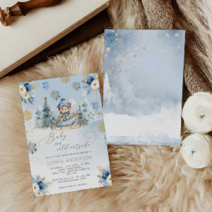 Invitation Bébé Il fait froid dehors mignon Baby shower Ours