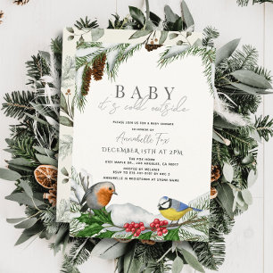 Invitation Bébé il fait froid dehors Oiseaux Hiver Baby Showe