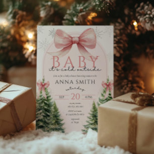 Invitation Bébé, il fait froid dehors Rose Noël Hiver Fille
