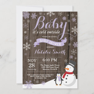 Invitation Bébé il fait froid dehors Rustique Baby Shower d'h