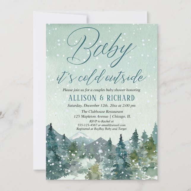 Invitation Bébé, il fait froid en dehors des couples sans dis (Devant)