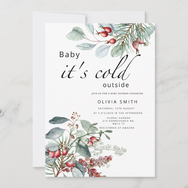 Invitation Bébé il fait froid en dehors du baby shower d'hive (Devant)