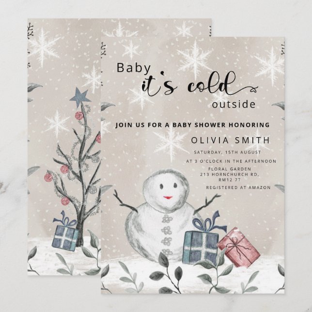 Invitation Bébé il fait froid en dehors du baby shower d'hive (Devant / Derrière)