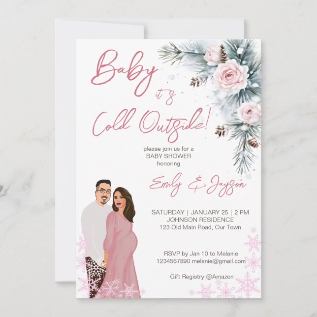Invitation Bébé il fait froid en dehors du baby shower d'hive (Devant)
