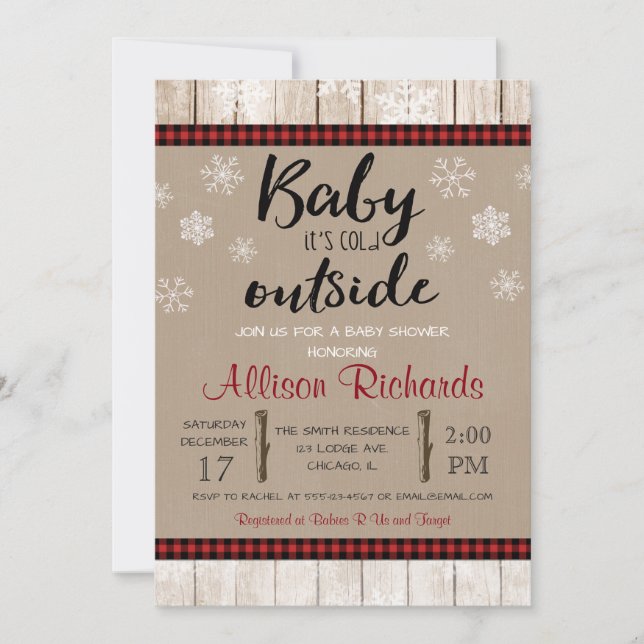 Invitation Bébé il fait froid en dehors du baby shower neutre (Devant)