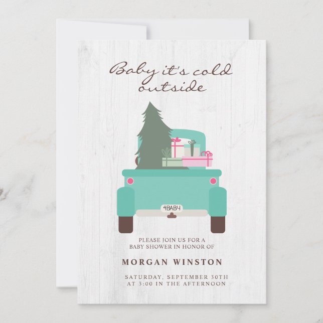 Invitation Bébé Il fait froid hors du Baby shower de campagne (Devant)