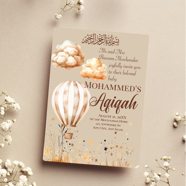 Invitation Bébé islamique neutre Aqiqah (Créateur téléchargé)