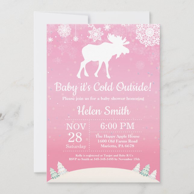 Invitation Bébé, le froid à l'extérieur du Baby shower de la  (Devant)