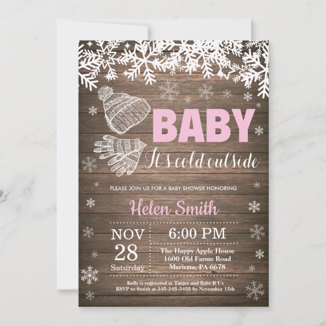Invitation Bébé, le froid à l'extérieur du Baby shower des fi (Devant)