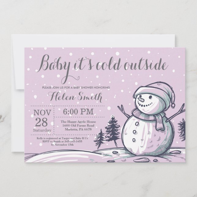 Invitation Bébé, le froid à l'extérieur du Baby shower des ne (Devant)
