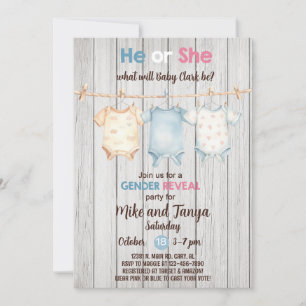 Invitation Bébé ligne de vêtements Genre Reveal invitation, i