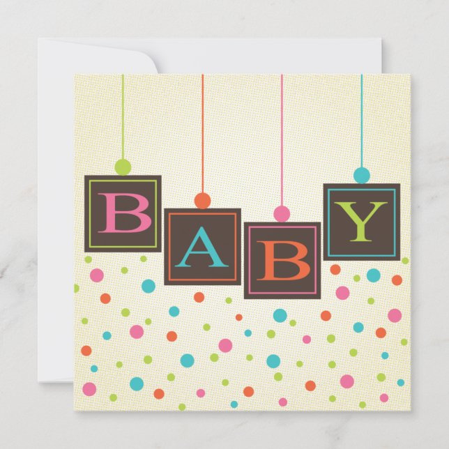 Invitation BÉBÉ lumineux Blocs de couleurs Baby shower neutre (Devant)