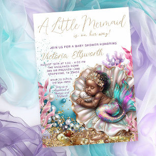 Invitation Bébé Mermaid endormi Coquillage Baby Shower