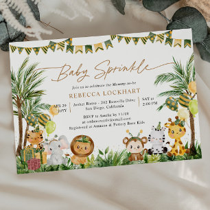 Invitation Bébé mignon Animaux Jungle Party Thème Bébé Sprink