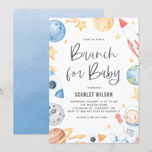 Invitation Bébé mignon Astronaut Espace Brunch à thème pour b