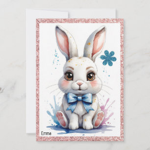 Invitation Bébé mignon avec arc rose anniversaire