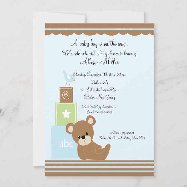 Invitation Bébé mignon Blocage Baby shower (Devant)