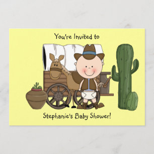 Invitation Bébé mignon Boy & Horse Pony Custom Western