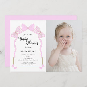 Invitation Bébé mignon Coquette rose Baby shower photo Bow