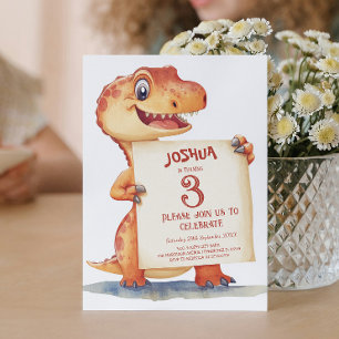 Invitation Bébé mignon Dinosaur I Signé Anniversaire de enfan