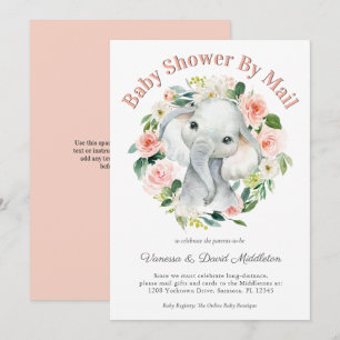 Invitation Bébé mignon Eléphant fille Baby shower par courrie