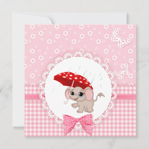 Invitation Bébé mignon Eléphant rose Bébé Sprinkle Douche