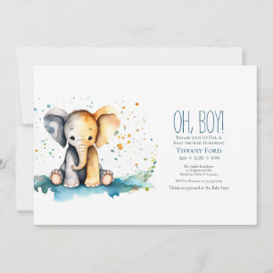 Invitation Bébé mignon éléphant Safari-Theme Baby shower garç