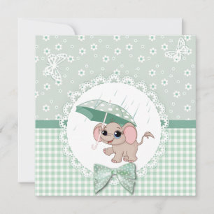 Invitation Bébé mignon Eléphant Vert Bébé Sprinkle Douche